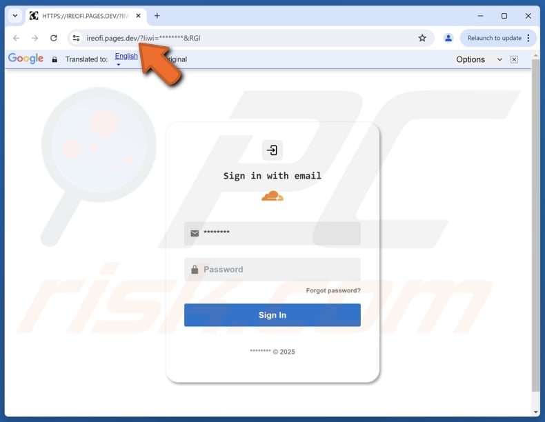 cPanel - Account Termination Request Verification phishing page