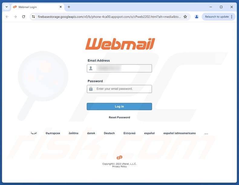 cPanel - Inactive Account Scheduled For Purge scam email promoted phishing site