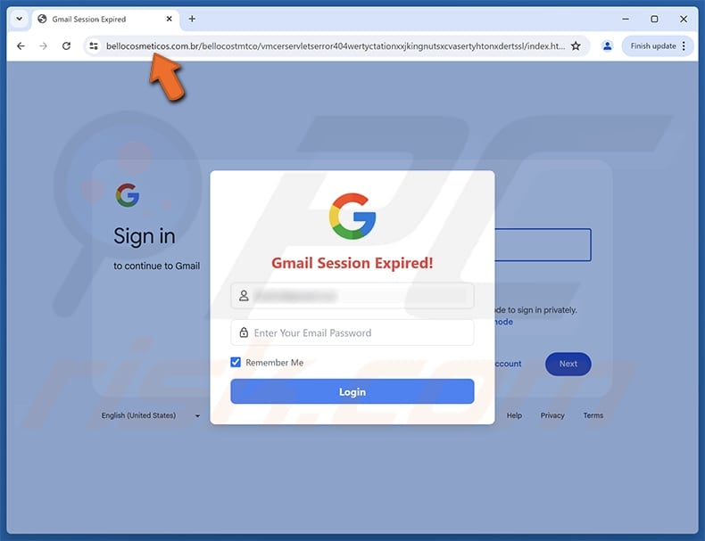 Critical E-Mail Notice Scam phishing website