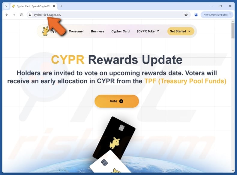 Fake Cypher ($CYPR) Vote Rewards website