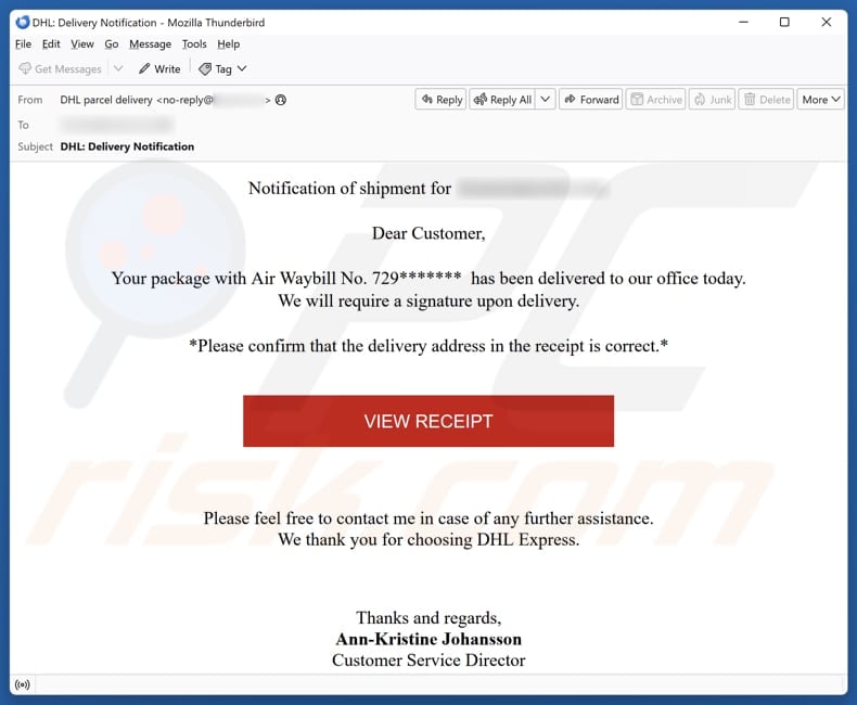 Email Account Failure Notice email spam campaign