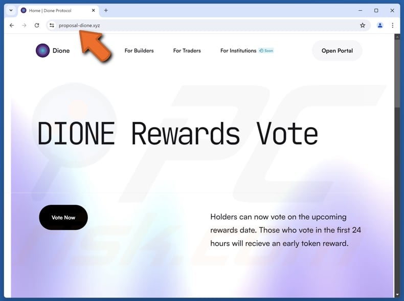 Fake Dione Protocol ($DIONE) Vote Rewards website