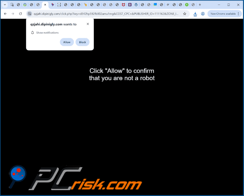 dipinigly[.]com website appearance (GIF)