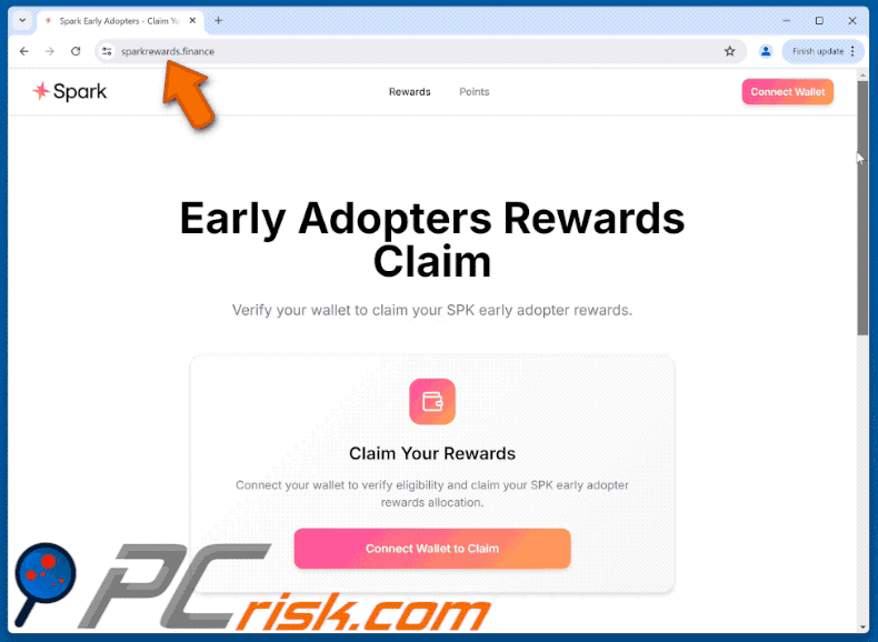 Appearance of Early Spark Adopters Rewards scam