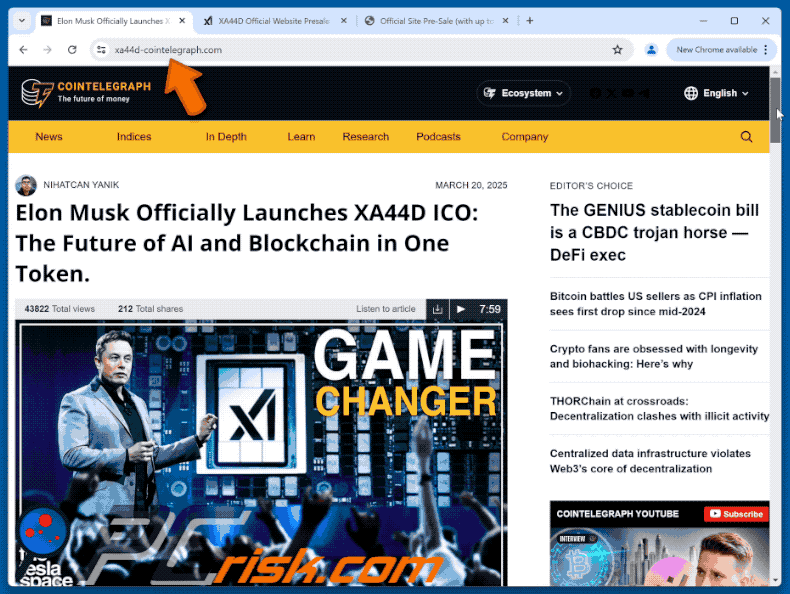 Appearance of the fake xAI Token Launch website (GIF)