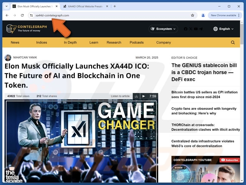 xAI Token Launch scam promoting fake article