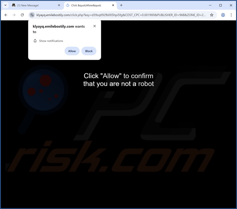 emilebostily[.]com pop-up redirects