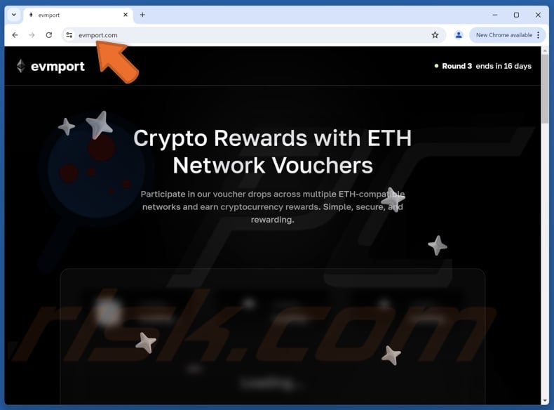 Fake evmport - ETH Network Vouchers website