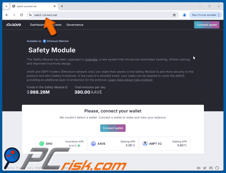 Appearance of the fake Aave Safety Module website (GIF)