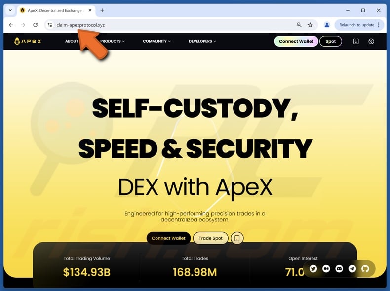 Fake ApeX Protocol website