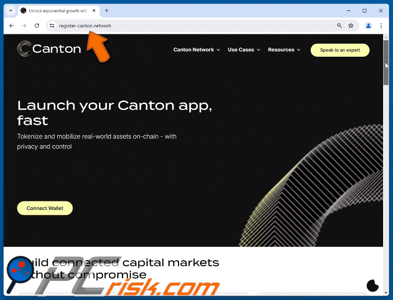 Appearance of Fake Canton Network website scam