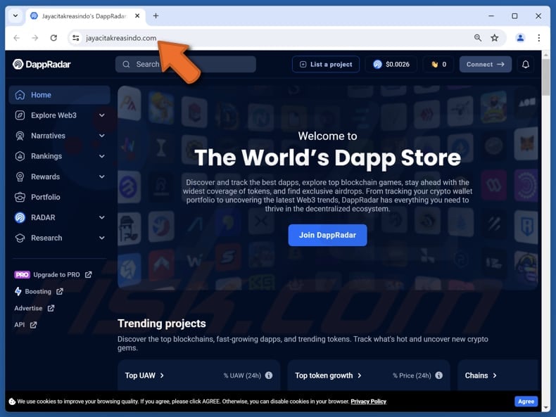 Fake DappRadar Website scam