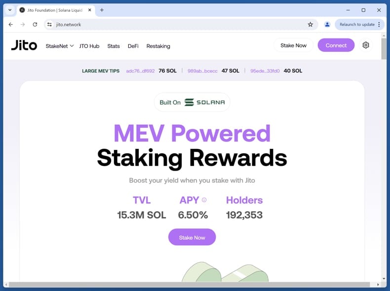 Fake Jito website scam real website (jito.network)