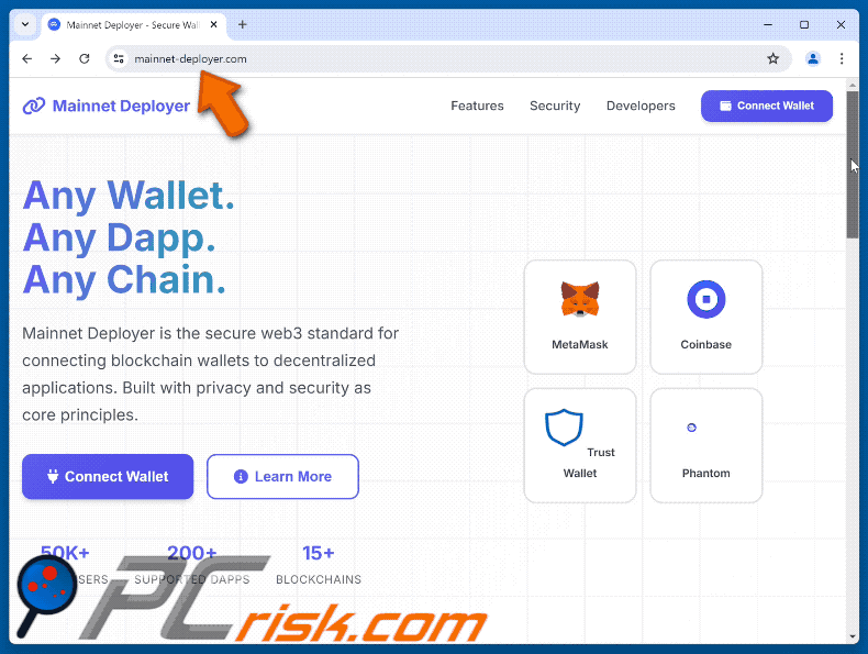 Appearance of the fake Mainnet Deployer website (GIF)