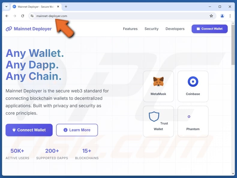 Fake Mainnet Deployer website