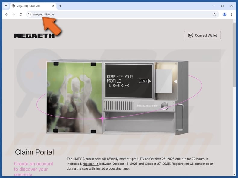 Appearance of a different fake MegaETH Sale page (megaeth-live[.]xyz)