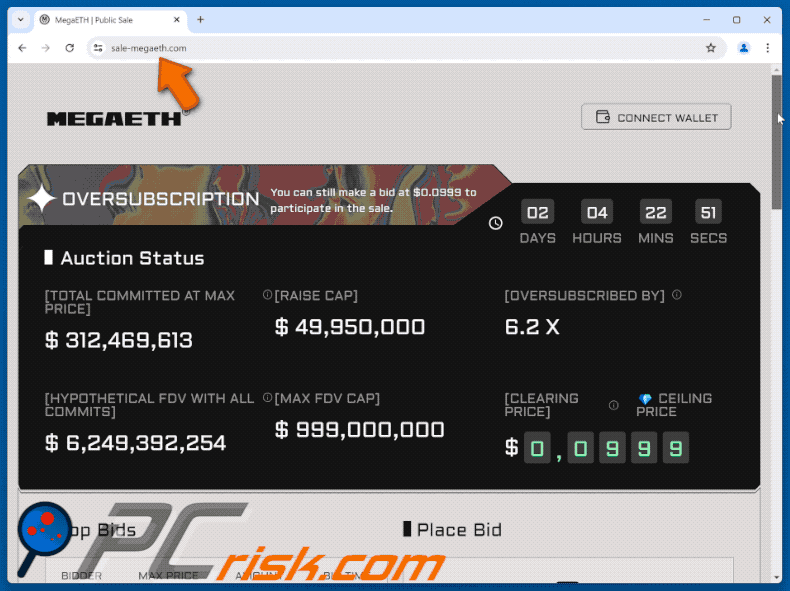 Appearance of the fake MegaETH Sale website (sale-megaeth[.]com) GIF
