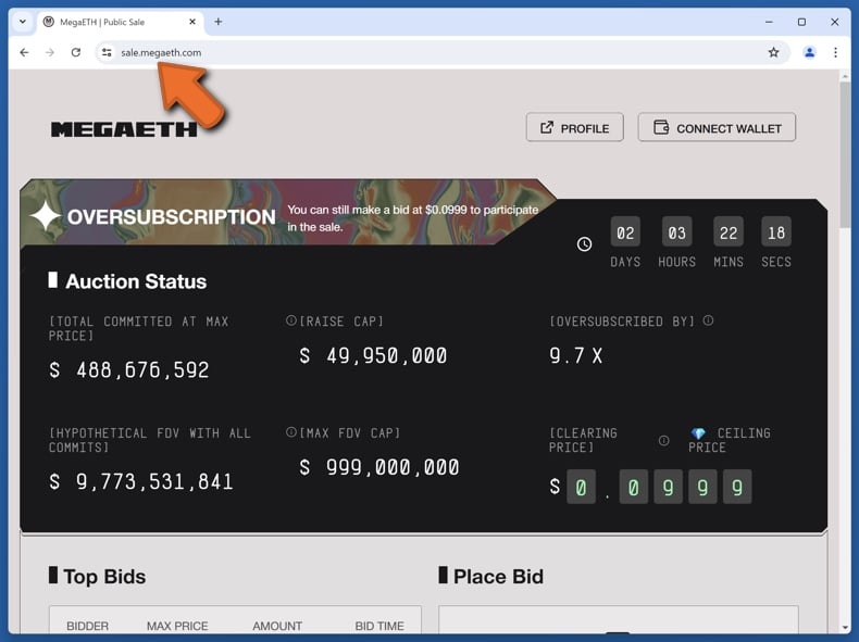 Appearance of the real MegaETH website (megaeth.com)
