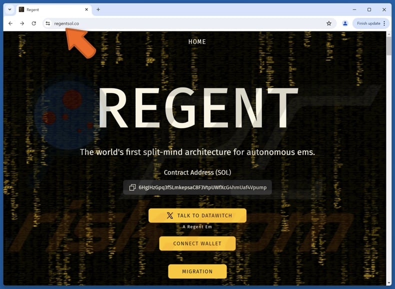 Fake Regent of the North Winds ($REGENT) website