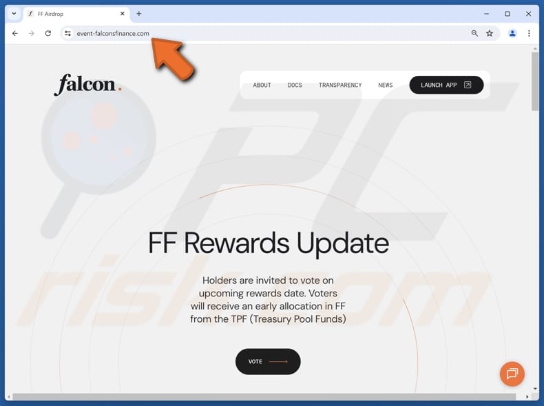 Falcon Finance Vote Rewards scam