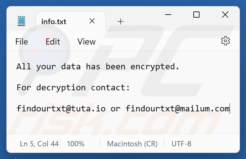 FIND ransomware txt file (info.txt)