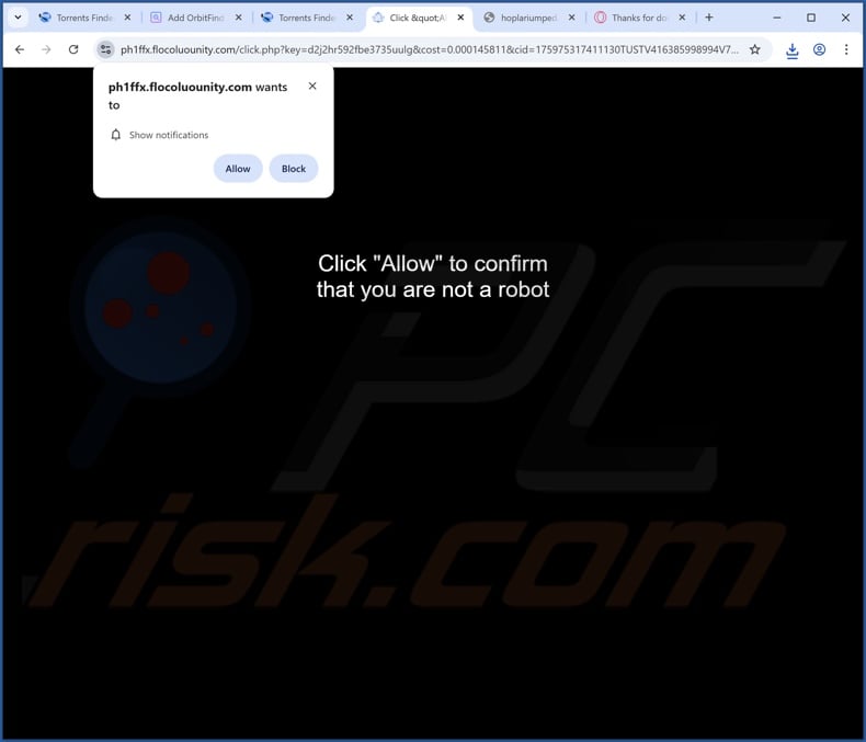 flocoluounity[.]com pop-up redirects