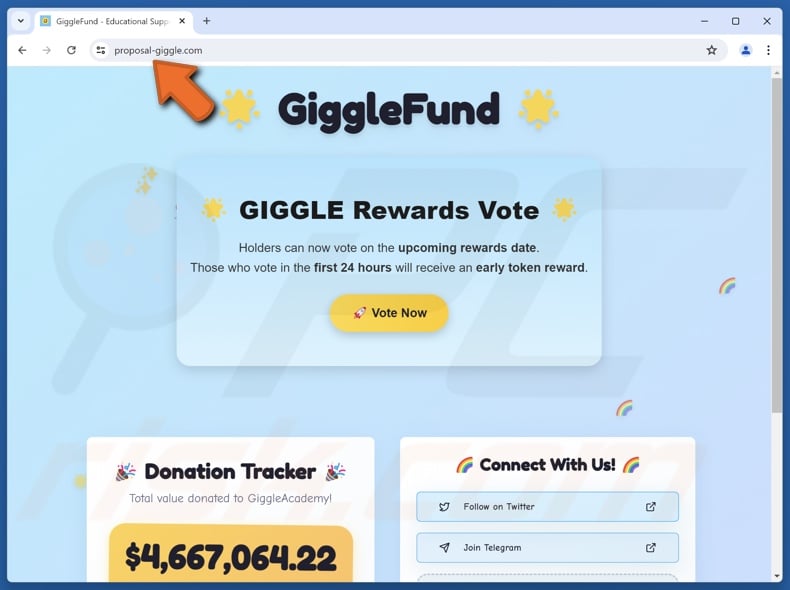 Fake Giggle Fund ($GIGGLE) Vote Rewards website