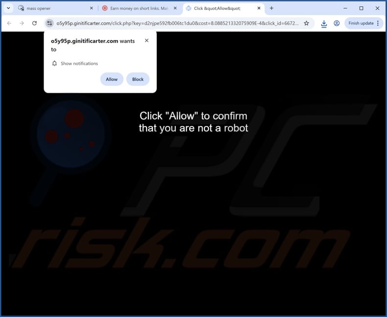 ginitificarter[.]com pop-up redirects