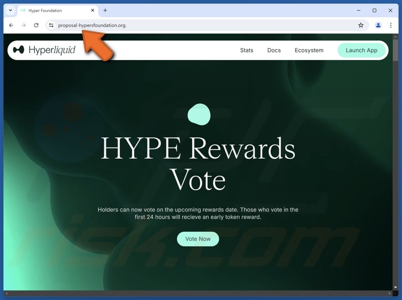 Fake Hyperliquid ($HYPE) Vote Rewards website