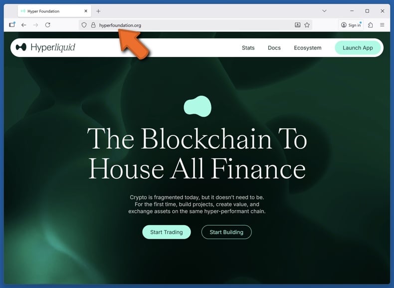 Appearance of the real Hyperliquid website (hyperfoundation.org)