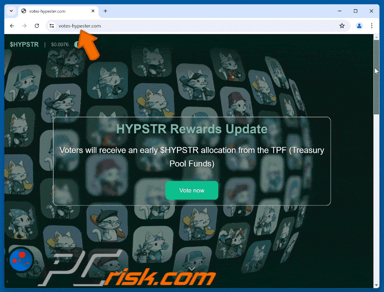 Appearance of $HYPSTR Vote Rewards scam