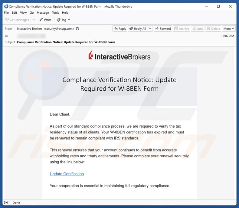 Email Account Failure Notice email spam campaign