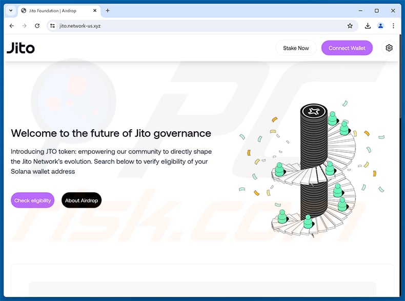 Jito airdrop scam website (jito.network-us[.]xyz)
