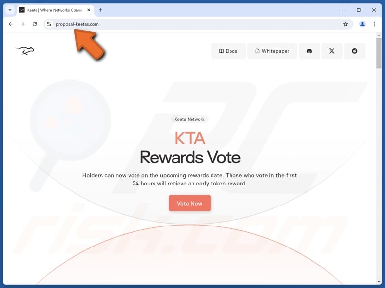 Fake Keeta ($KTA) Vote Rewards website