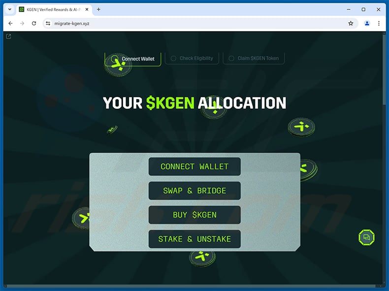 KGeN allocation-themed drainer website (migrate-kgen[.]xyz)