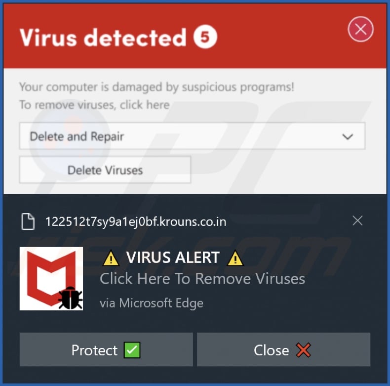 Ad delivered by the krouns.co[.]in webpage