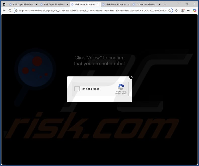 laraines.co[.]in pop-up redirects