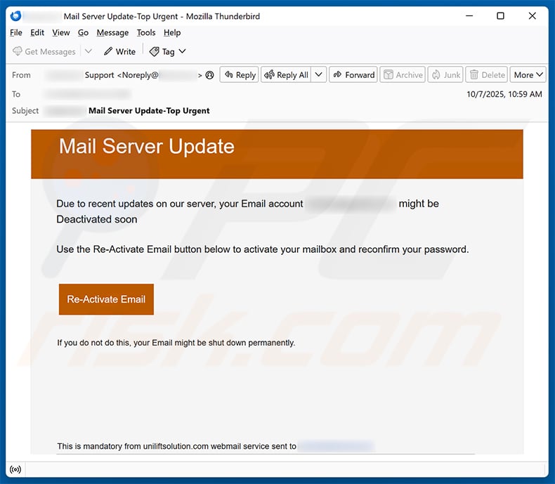 Mail Server Update email scam (2025-10-08)