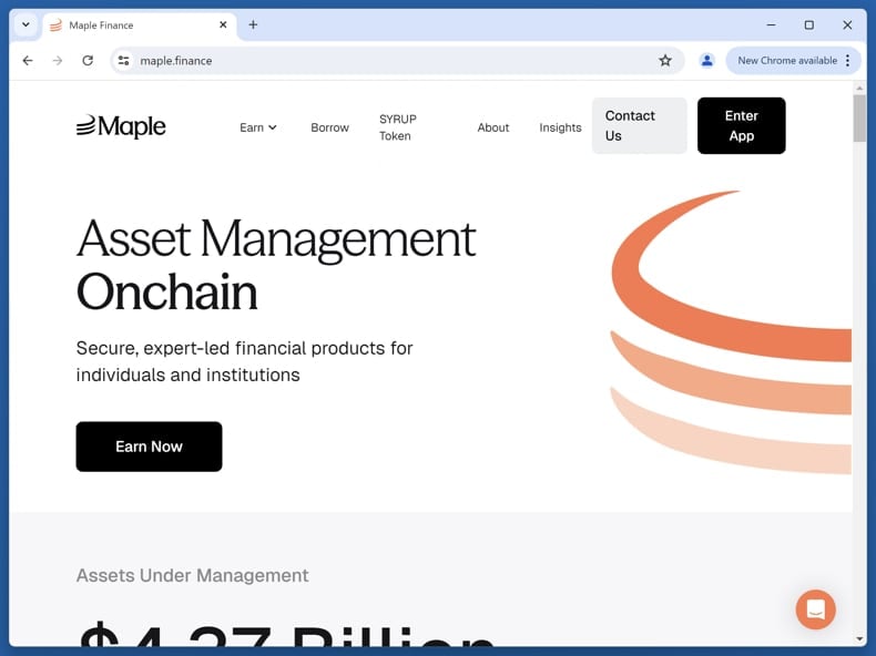 Maple Finance ($SYRUP) Vote Rewards Scam real website (maple.finance)