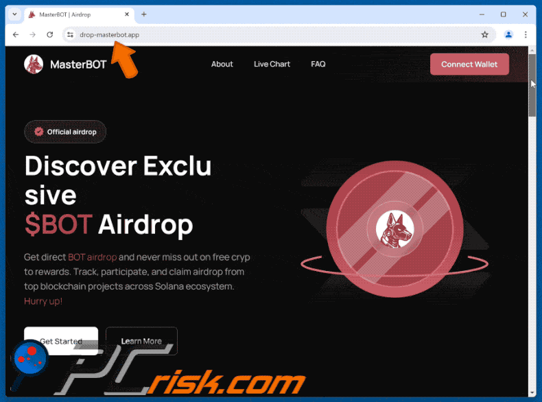 Appearance of MasterBOT ($BOT) Airdrop scam