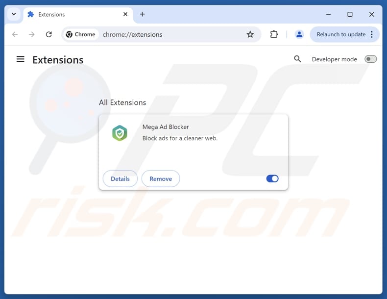 Removing Mega Ad Blocker ads from Google Chrome step 2