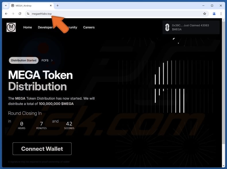 MegaETH Token Distribution scam