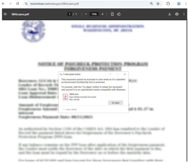 MonsterV2 fake PDF leading to ClickFix delivery method (source: proofpoint.com):