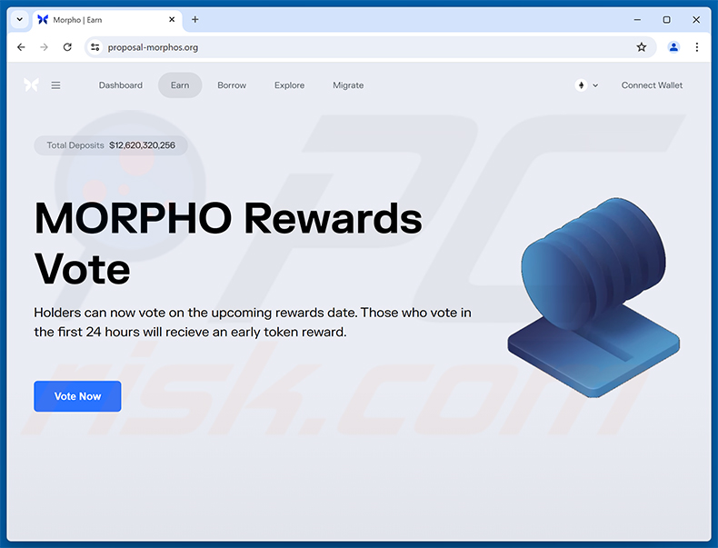 Morpho Voting Reward scam website (proposal-morphos[.]org)