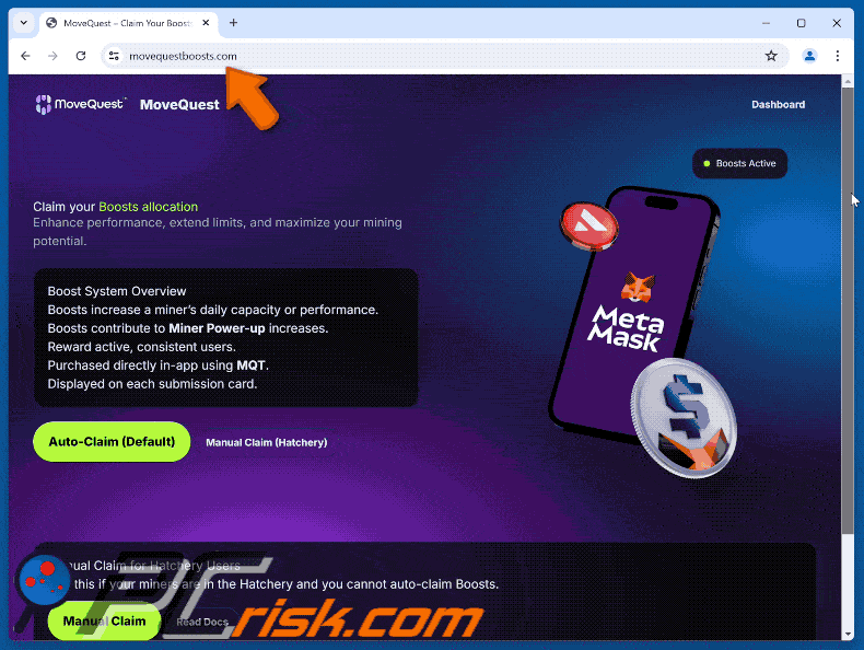 Appearance of MoveQuest Boost Allocation scam