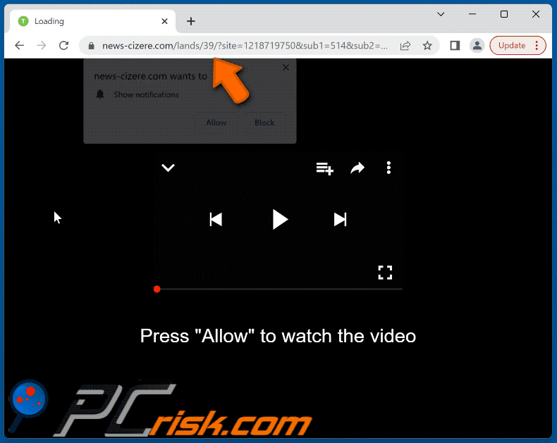 news-cizere[.]com website appearance (GIF)