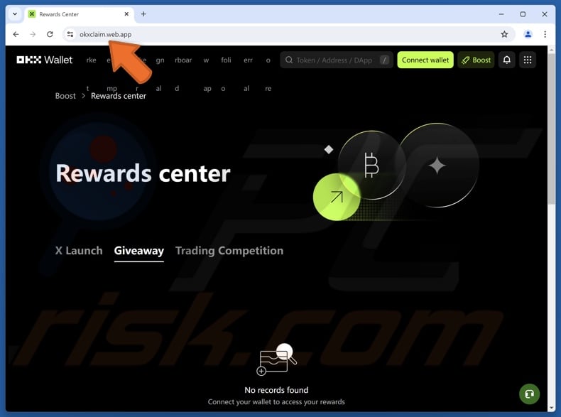 Fake OKX Rewards website