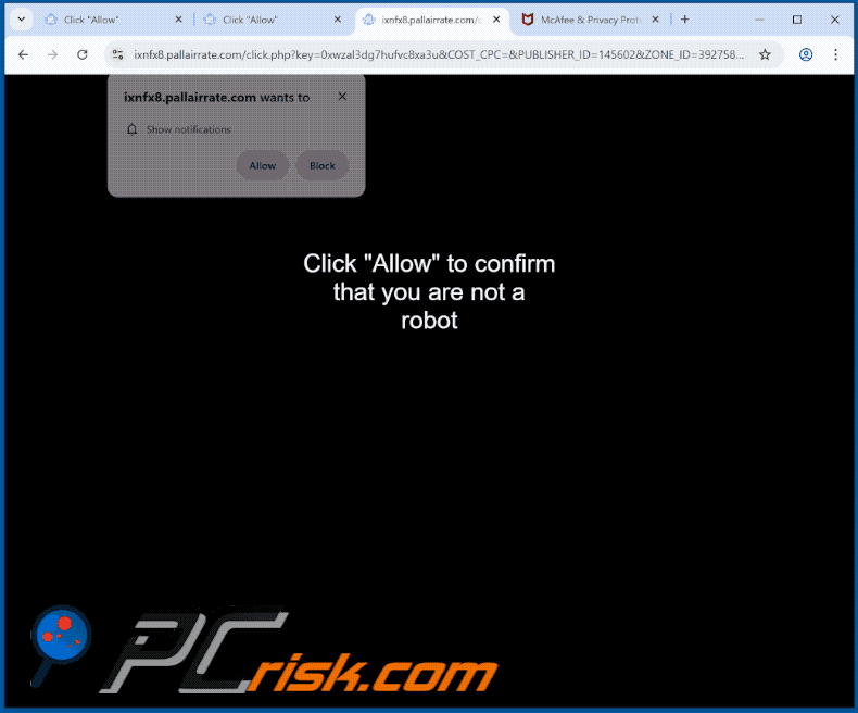 pallairrate[.]com website appearance (GIF)