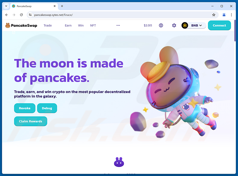 PancakeSwap giveaway scam website (pancakeswap.sytes[.]net)