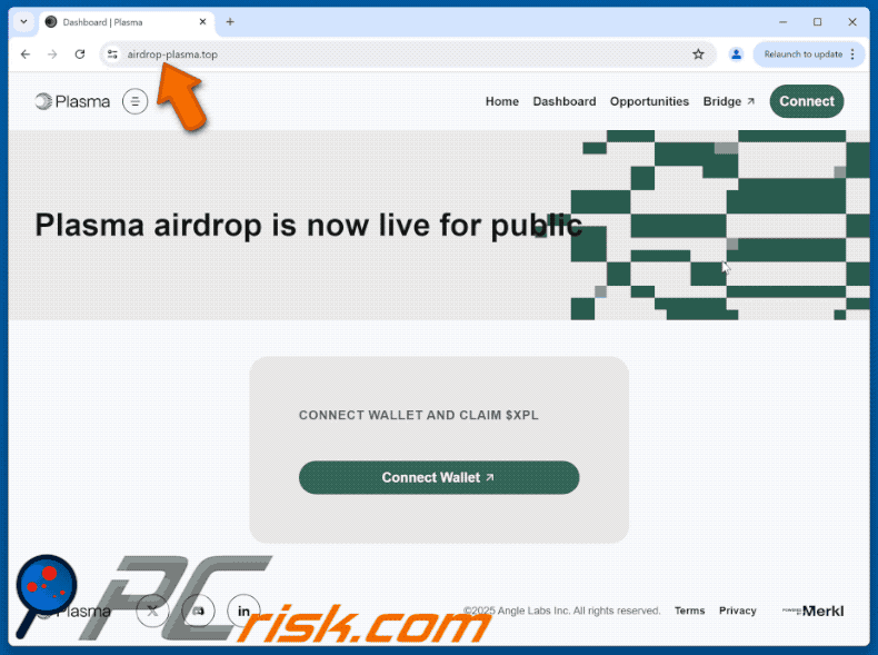 Appearance of the fake Plasma Airdrop website (GIF)